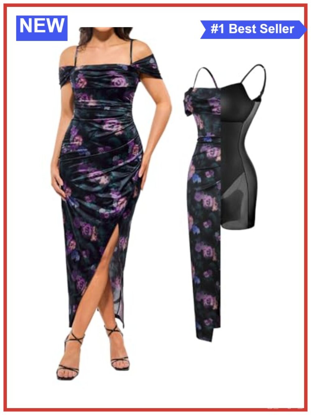 Popilush Off Shoulder Maxi Dress Shapewear Convertible Formal Wedding Guest